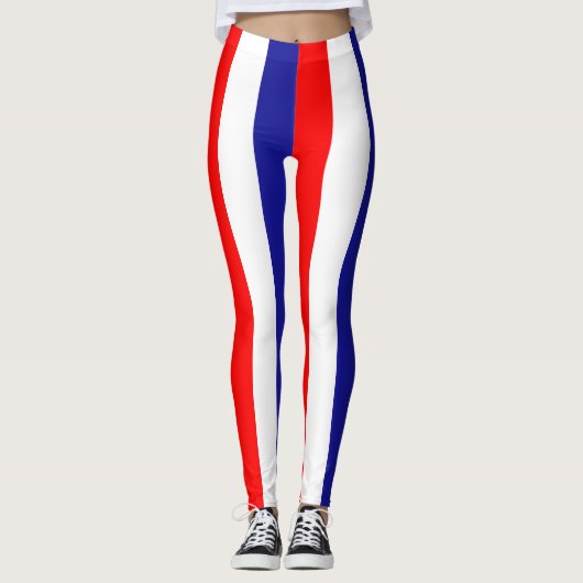Kroatische nationale vlagkleuren verticale strips leggings (Voorkant)