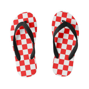 Kroatische rode en witte cheques kinder teenslippers