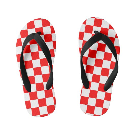 Kroatische rode en witte cheques kinder teenslippers (Voetbed)