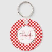 Kroatische rode witte ruitjes met monogram naam sleutelhanger (Voorkant)