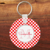 Kroatische rode witte ruitjes met monogram naam sleutelhanger (Voorkant)