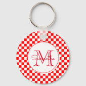 Kroatische rode witte ruitjes met monogram naam sleutelhanger (Achterkant)