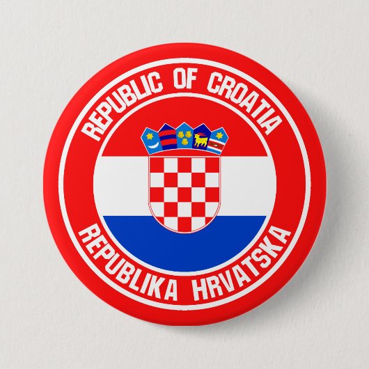 Kroatische ronde Emblem Button 7,6 Cm (Voorkant)