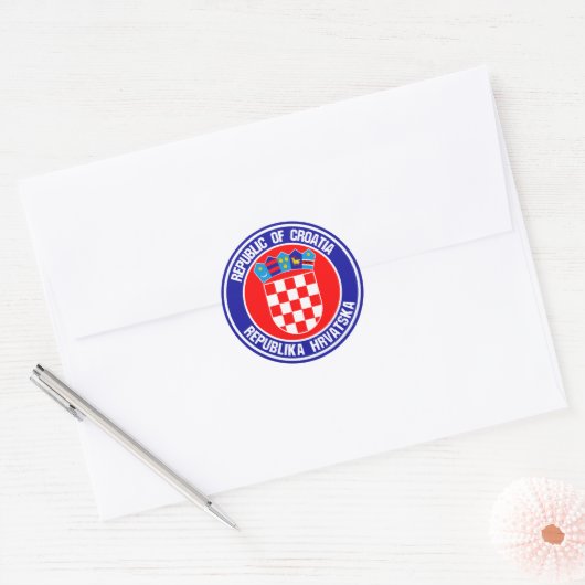 Kroatische ronde Emblem Ronde Sticker (Envelop)