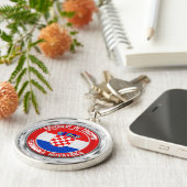 Kroatische ronde Emblem Sleutelhanger (Zijkant)