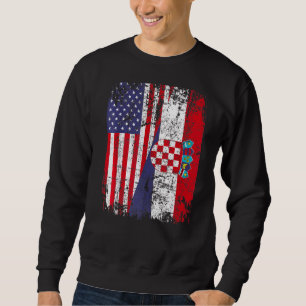 Kroatische roots Half Amerikaanse vlag Kroatië Trui