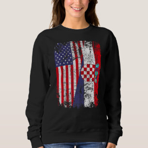 Kroatische roots Half Amerikaanse vlag Kroatië Trui