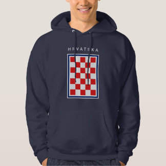 Kroatische schaakbord blauwe rand hoodie