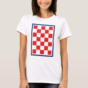 Kroatische schaakbord blauwe rand t-shirt