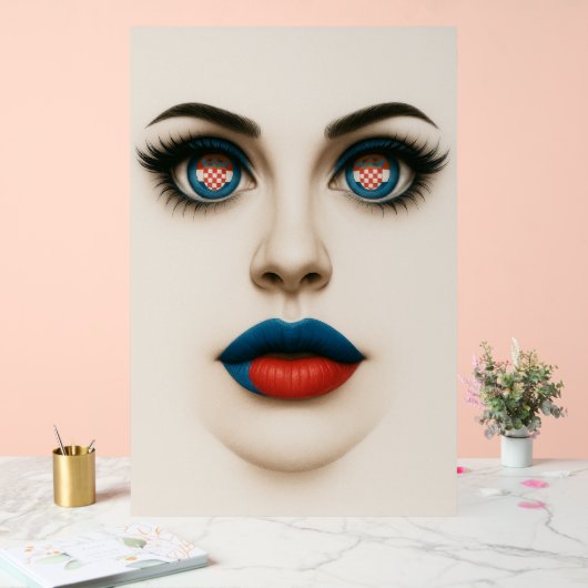 Kroatische schoonheid ogen & lippen popportret acryl bord (Huwelijk)