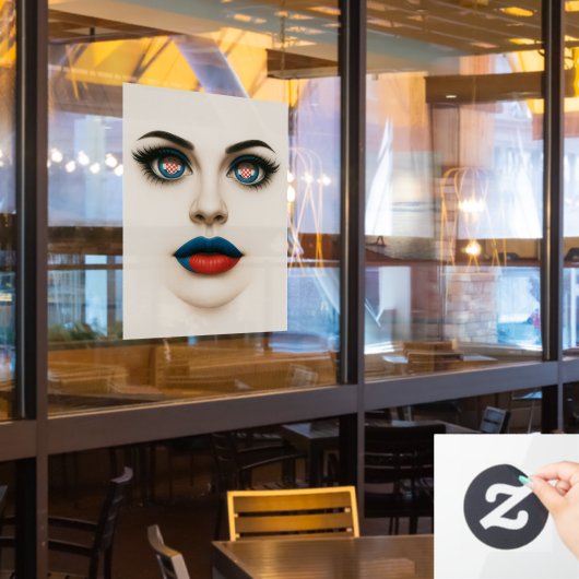 Kroatische schoonheid – Pop Art-portret Raamsticker (Restaurant Raam)