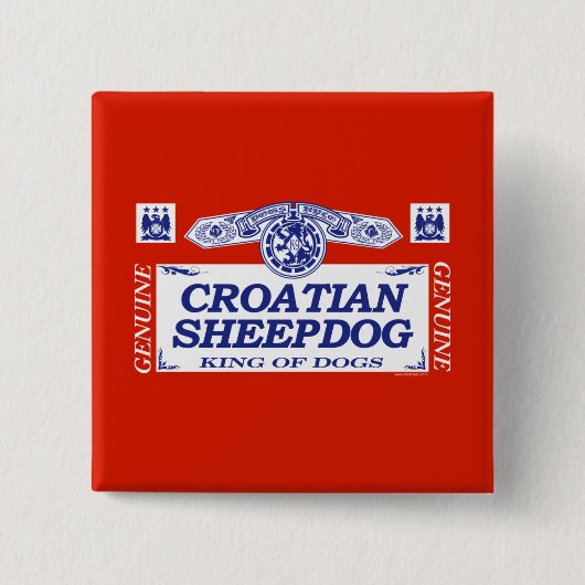 Kroatische Sheepdog Vierkante Button 5,1 Cm (Voorkant)