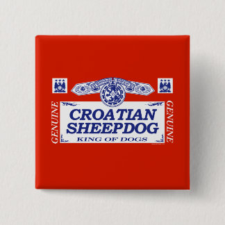 Kroatische Sheepdog Vierkante Button 5,1 Cm