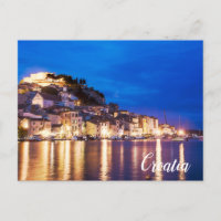 Kroatische stad Sibenik bij nacht Briefkaart