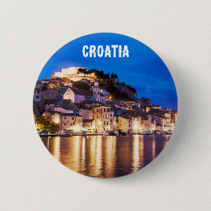 Kroatische stad Sibenik in de nacht van 6 cm ronde Ronde Button 5,7 Cm