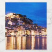 Kroatische stad Sibenik 's nachts Wijn Etiket (Enkel label)