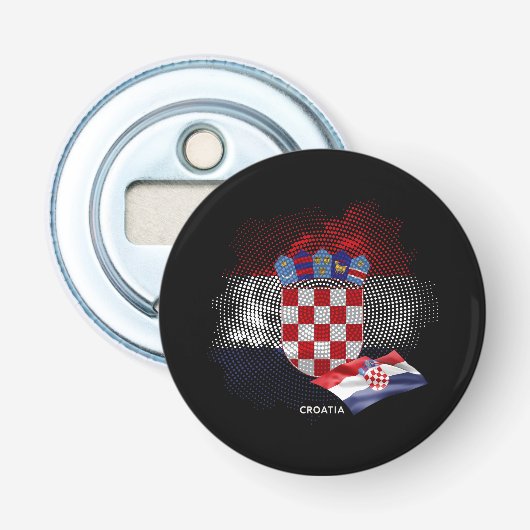 Kroatische vlag button flesopener (Voorkant)