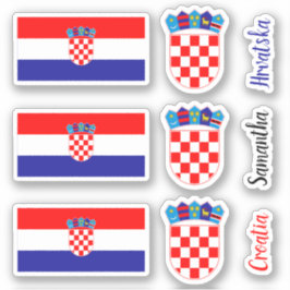 Kroatische vlag, Embleem met de Tekst van de Naam  Sticker