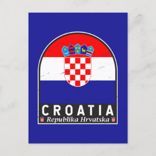 Kroatische vlag embleem noodlijdende Vintage Briefkaart