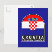 Kroatische vlag embleem noodlijdende Vintage Briefkaart (Voorkant / Achterkant)