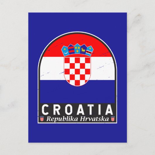 Kroatische vlag embleem noodlijdende Vintage Briefkaart (Voorkant)