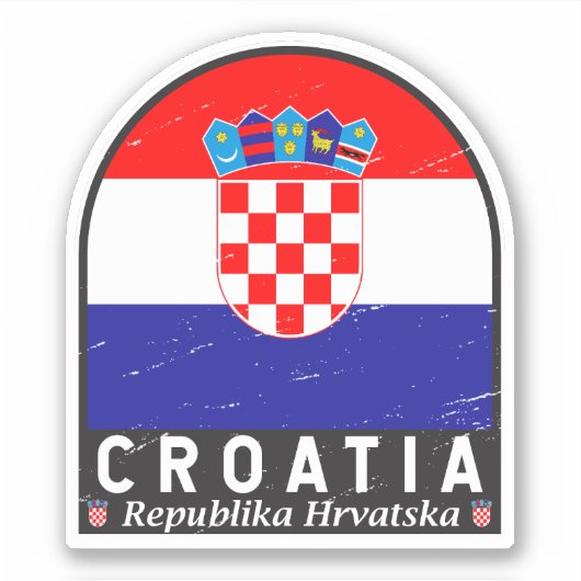Kroatische vlag embleem noodlijdende Vintage Sticker (Voorkant)