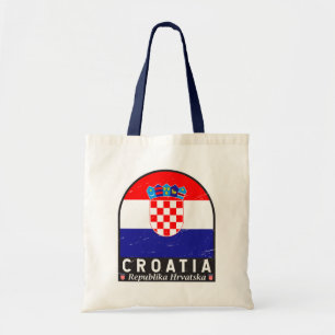 Kroatische vlag embleem noodlijdende Vintage Tote Bag