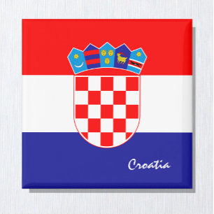 Kroatische vlag en Kroatische reis, vakantie/sport Magneet