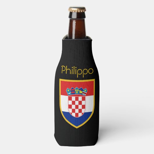 Kroatische vlag gepersonaliseerd flesjeskoeler (Fles Voorkant)