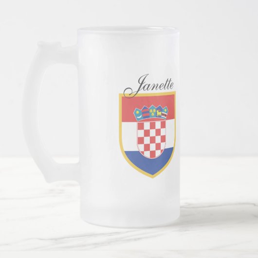 Kroatische vlag gepersonaliseerd matglas bierpul (Links)