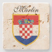 Kroatische vlag gepersonaliseerd stenen onderzetter (Voorkant)