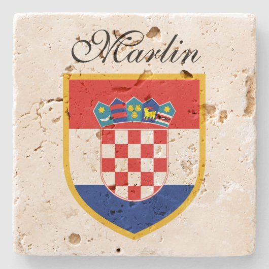 Kroatische vlag gepersonaliseerd stenen onderzetter (Voorkant)