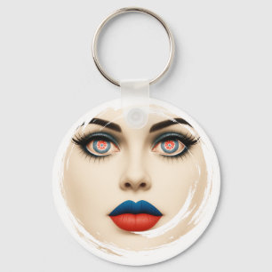 Kroatische Vlag Gezicht – Ogen & Lippen Pop Art Po Sleutelhanger