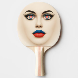 Kroatische Vlag Gezicht – Ogen & Lippen Pop Art Po Tafeltennisbatje