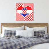 Kroatische vlag — Hart Collage met rode vinkzak Canvas Afdruk (Insitu (Slaapkamer))