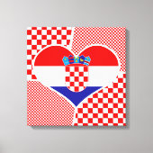 Kroatische vlag — Hart Collage met rode vinkzak Canvas Afdruk (Voorkant)