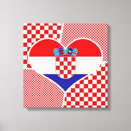 Kroatische vlag — Hart Collage met rode vinkzak Canvas Afdruk (Voorkant)