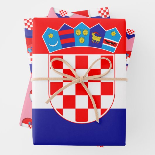 Kroatische vlag, hart en Kroatische Mode / cadeaus Inpakpapier Vel (In situ)