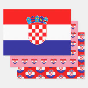 Kroatische vlag, hart en Kroatische Mode / cadeaus Inpakpapier Vel