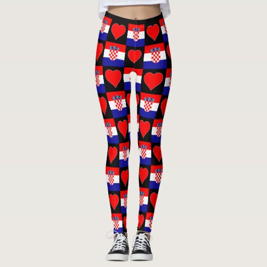 Kroatische vlag - Heart Pattern Leggings (Voorkant)