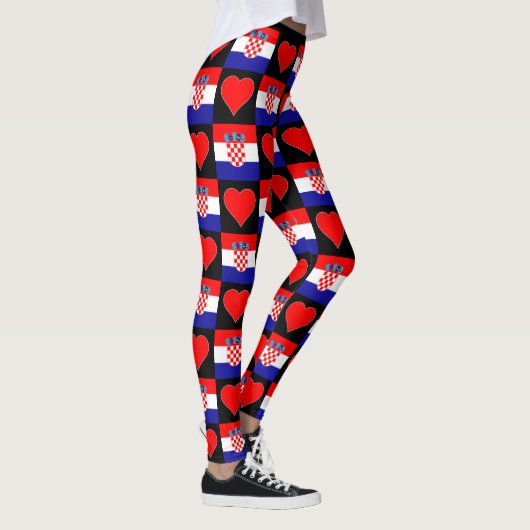 Kroatische vlag - Heart Pattern Leggings (Rechts)