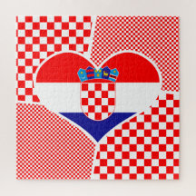 Kroatische vlag in Heart Shaped Collage Jigzaag Pu