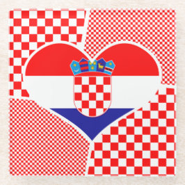 Kroatische vlag in het hart glazen onderzetter