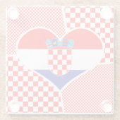 Kroatische vlag in het hart glazen onderzetter (Achterkant)