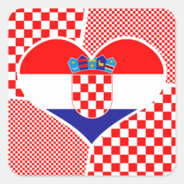 Kroatische vlag in het hart vierkante sticker