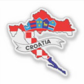 Kroatische vlag kaart sticker (Voorkant)