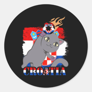 Kroatische Vlag Kat Kroatisch Voetbal Kroatische W Ronde Sticker