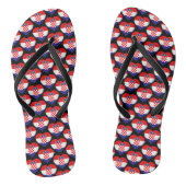 Kroatische vlag kleuren harten patroon patriottisc teenslippers (Voetbed)