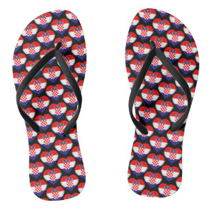 Kroatische vlag kleuren harten patroon patriottisc teenslippers