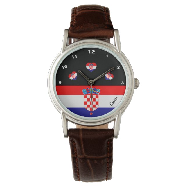 Kroatische vlag & Kroatië mode hart / sport Horloge (Voorkant)